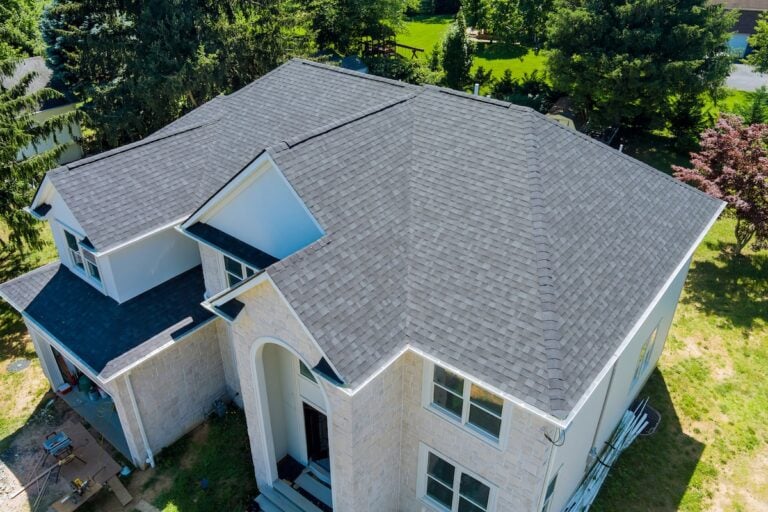 Aerial view of asphalt shingles