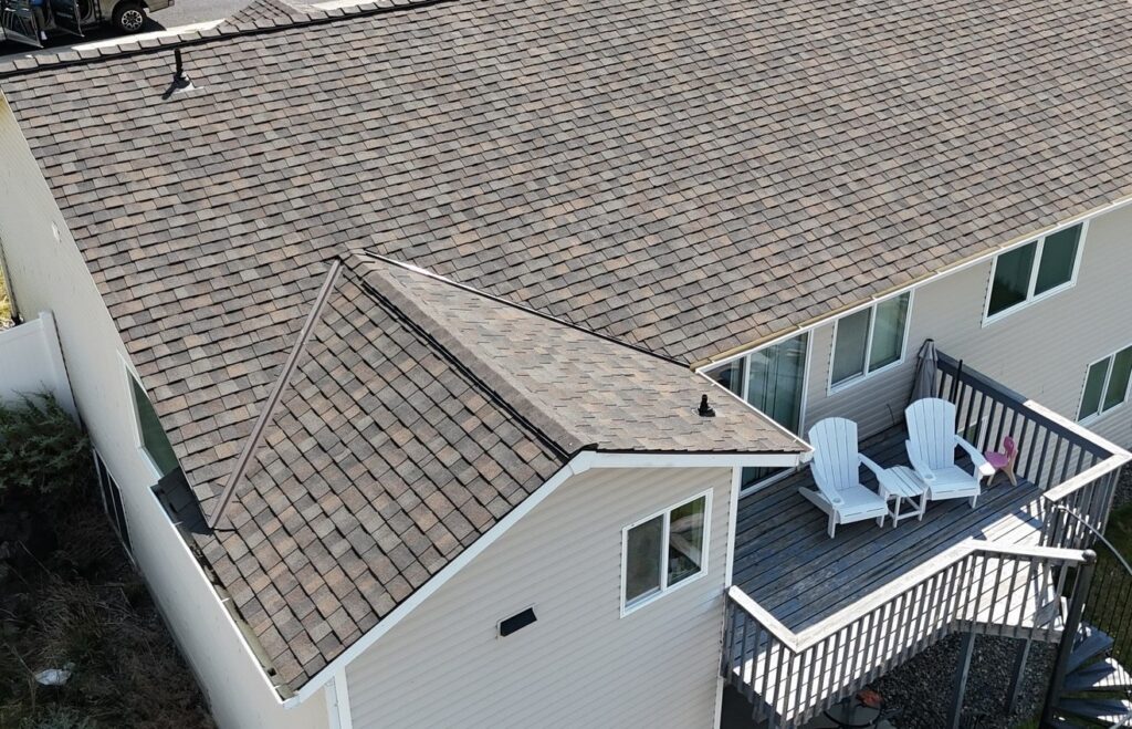 A house with an asphalt shingle roof