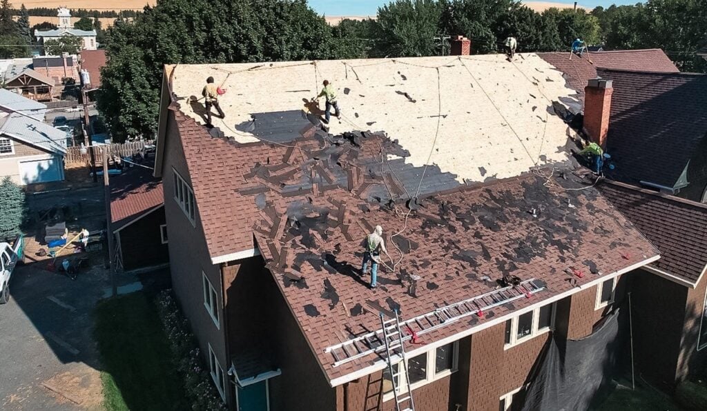 Roof being prepared for a replacement by Alpine Roofing