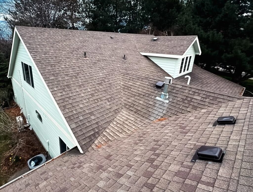 Brown shingle roof