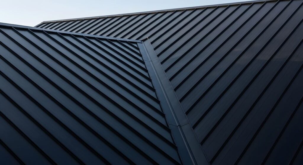 Dark Metal Roof with Clean Lines and Modern Design