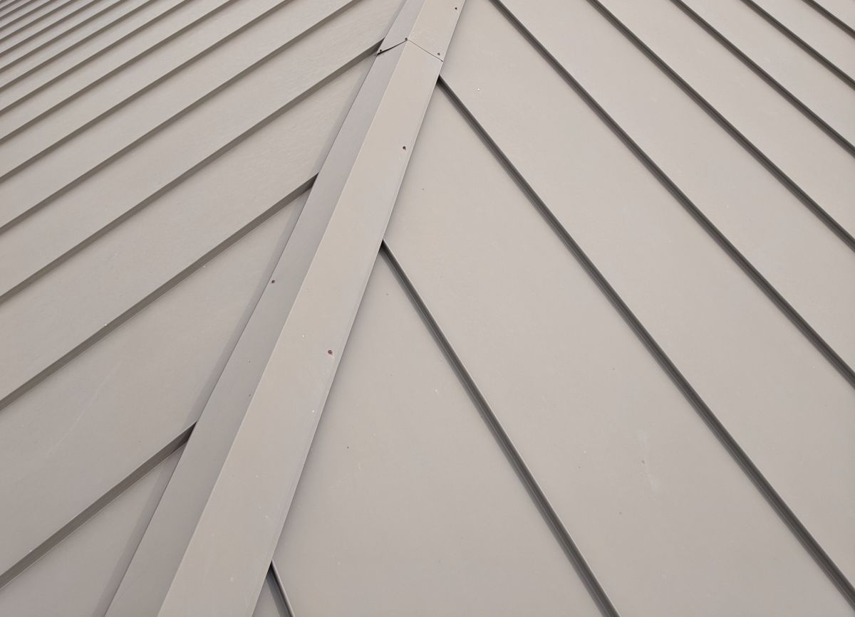 beige standing seam metal roof