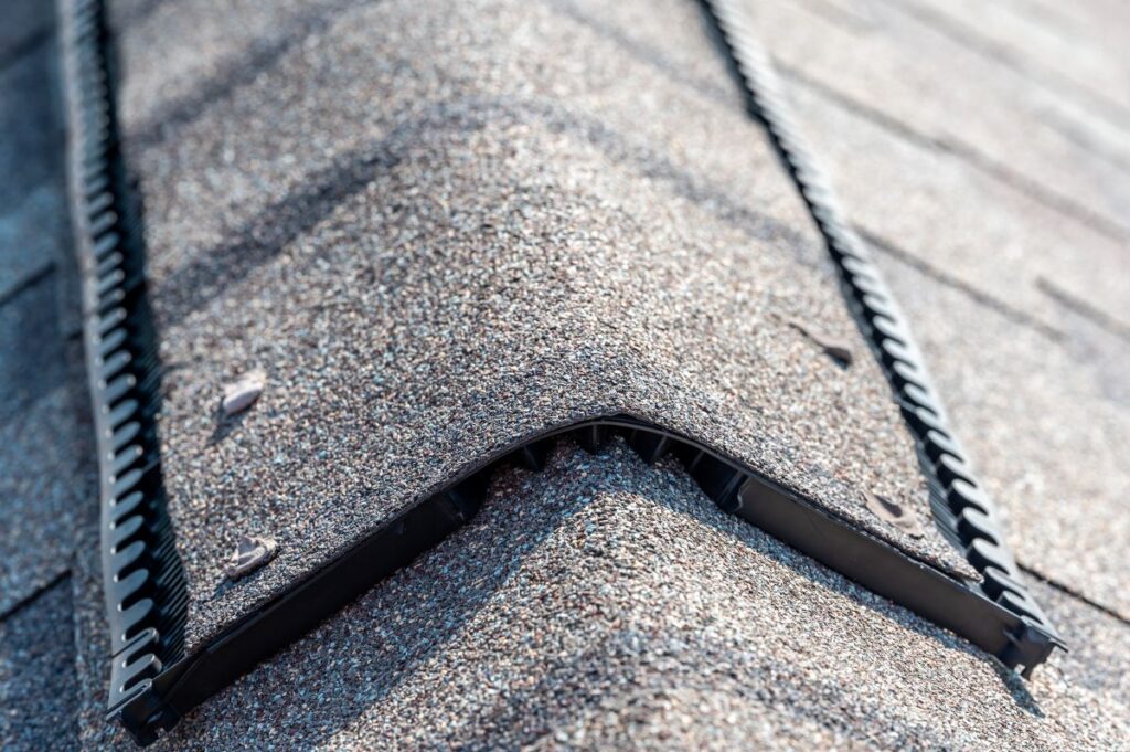 ridge cap shingles close up