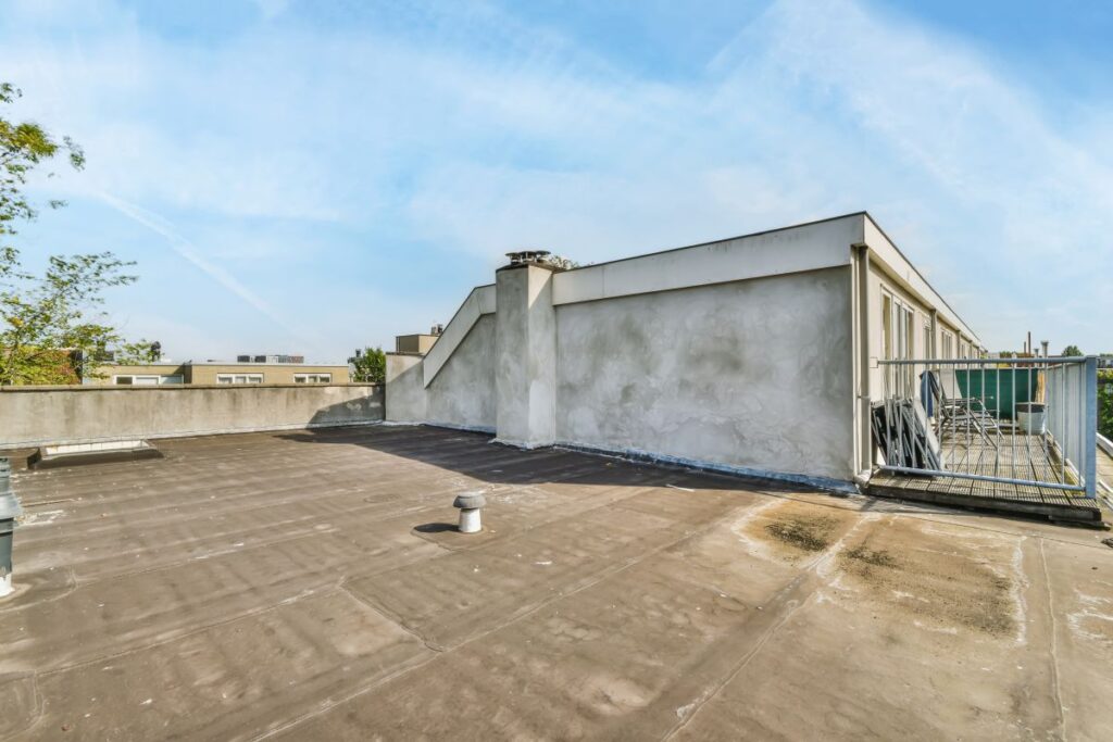 residential flat roof old with mold big house