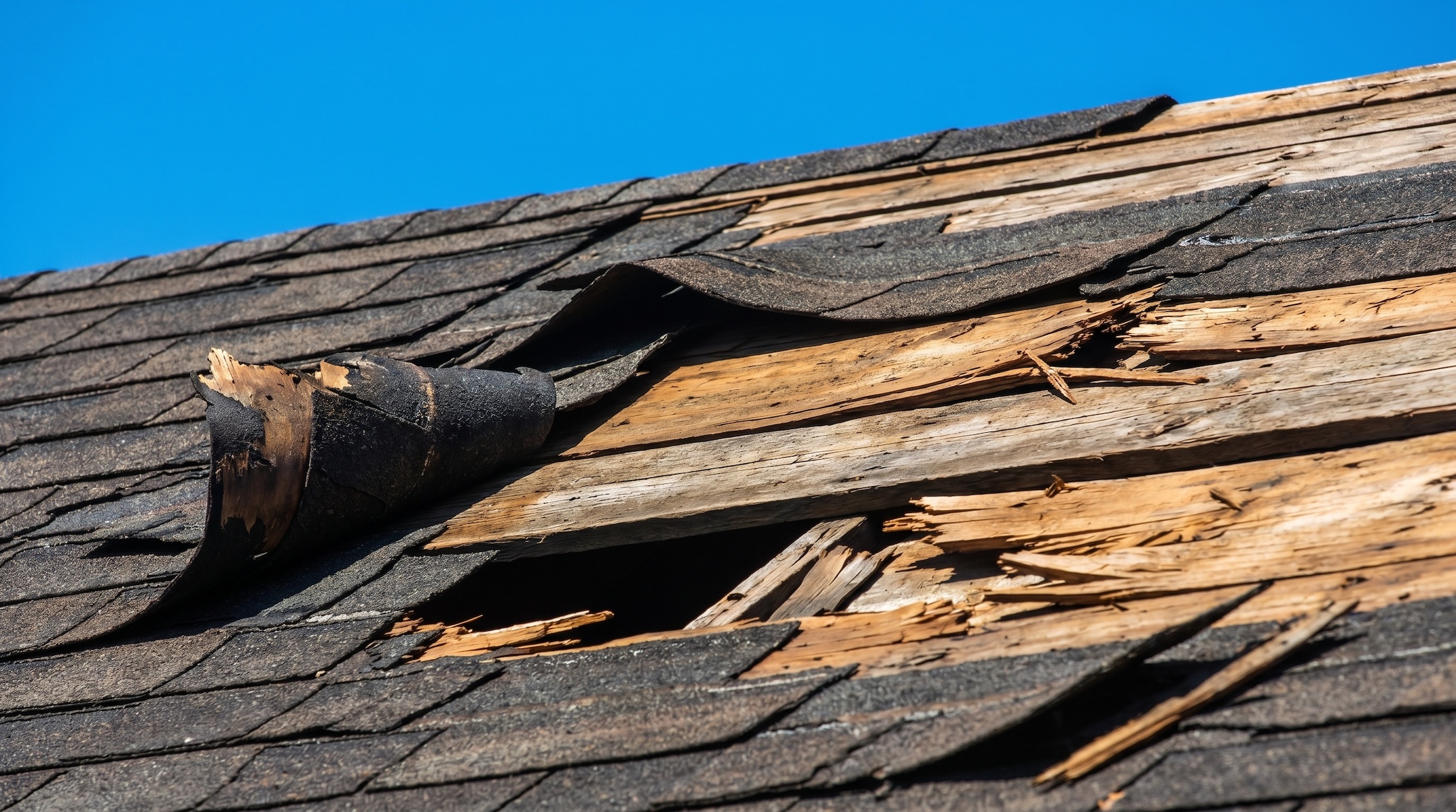 Storm damaged roof