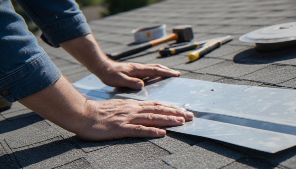 worker fixing Roof