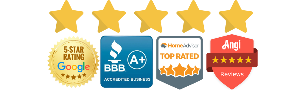 Alpine Roofing 5-star reviews - Google, BBB A+ Accredited, HomeAdvisor Top Rated, Angi